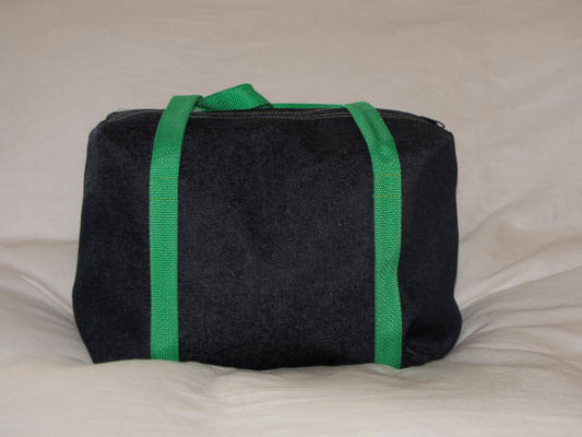 Denim Duffle Bag With Solid Ribbon Trim