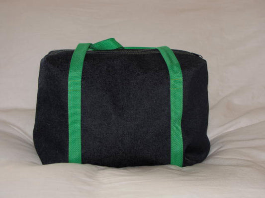 Denim Duffel Bag With Solid Ribbon Trim
