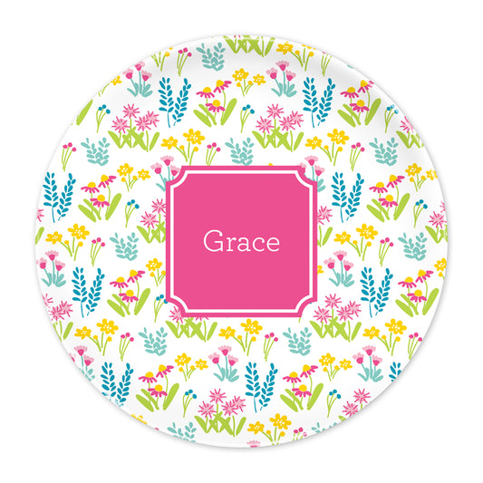 Pink Flower Fields Plate Set