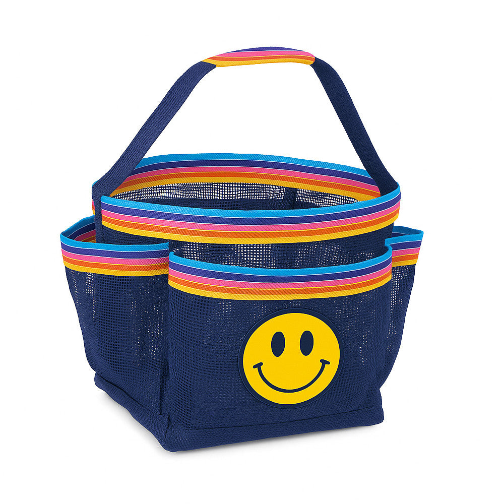 Retro Stipe Happy Face Mesh Shower Caddy