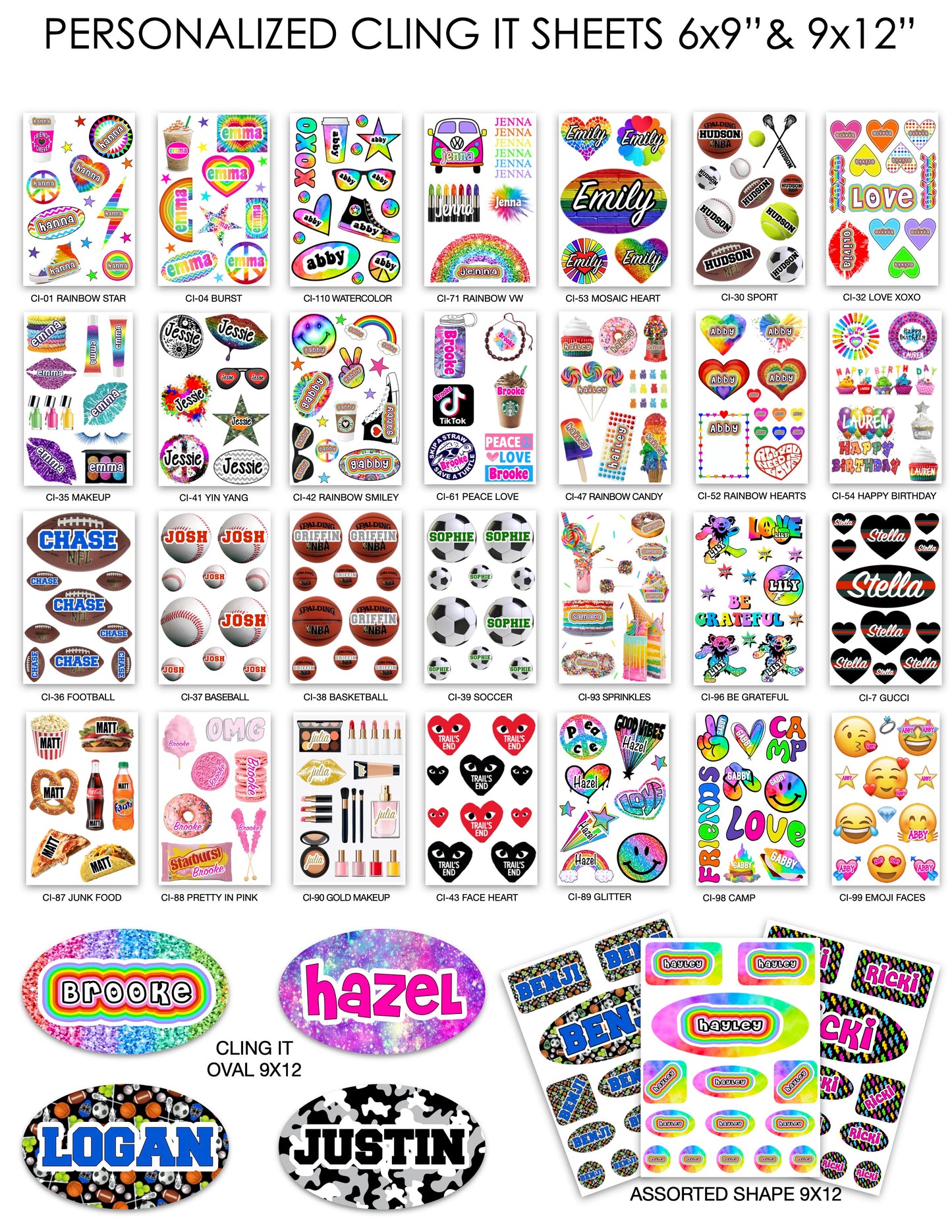 Personalized Cling It Sheet