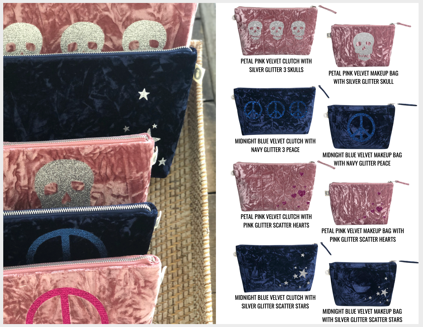 Monogrammed Crushed Velvet Clutch Bag