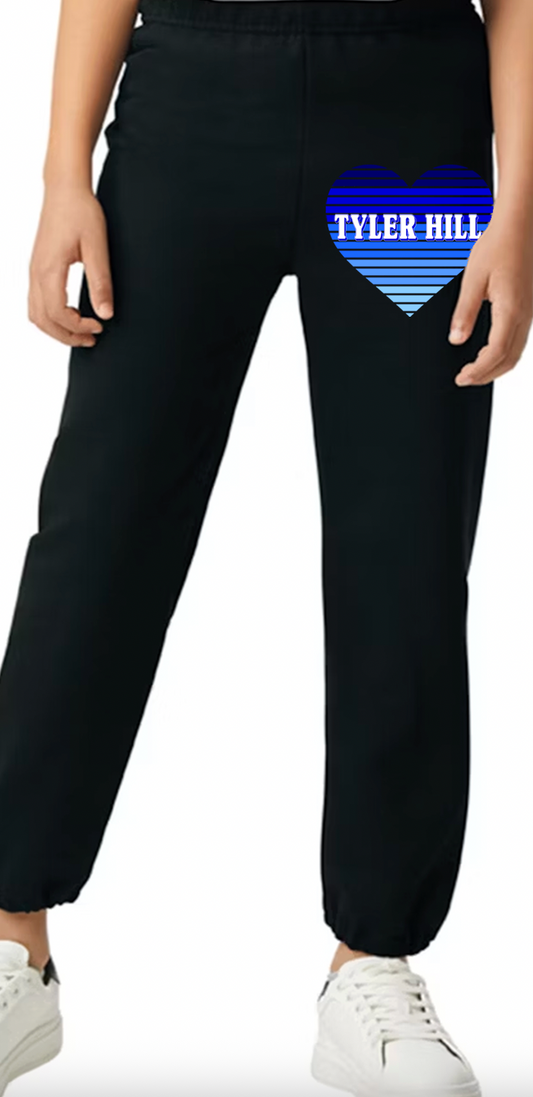 Striped Ombre Heart Cut Off Sweatpants