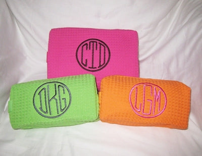 Monogrammed Waffle Cosmetic Case