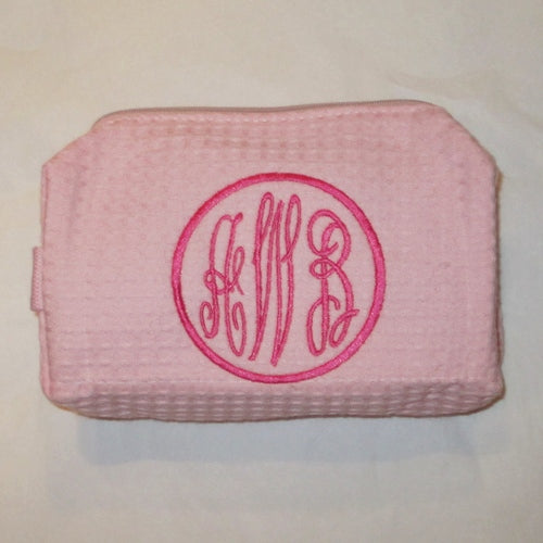 Round Script Monogram Cosmetic Case