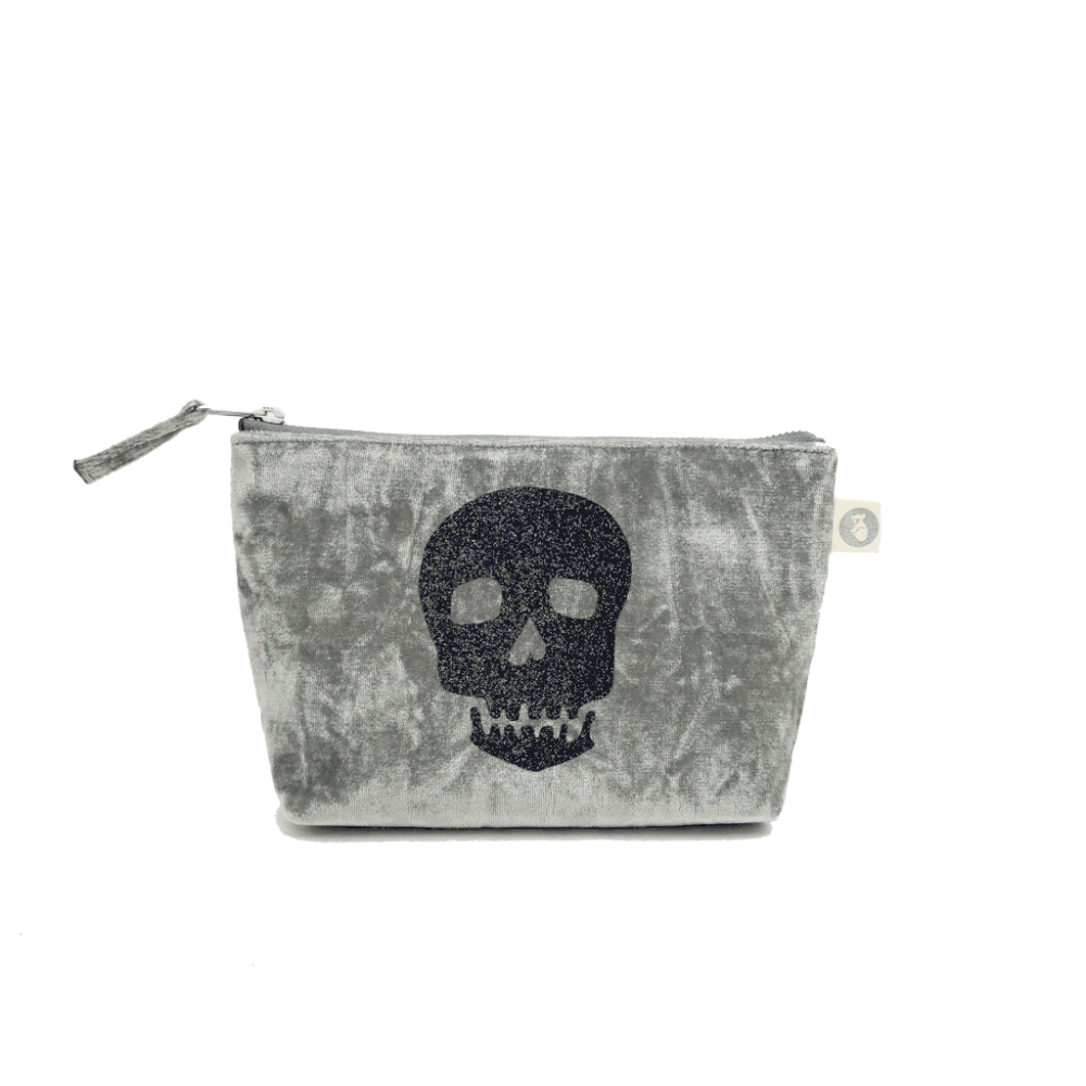 Monogrammed Crushed Velvet Makeup Bag