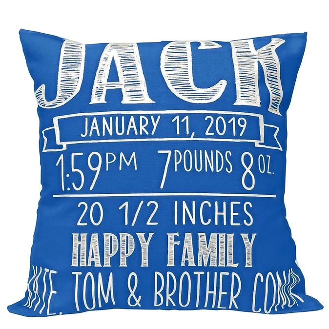 Chalkboard Birth Announcement Pillow