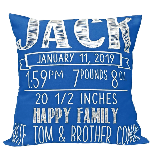 Chalkboard Birth Announcement Pillow