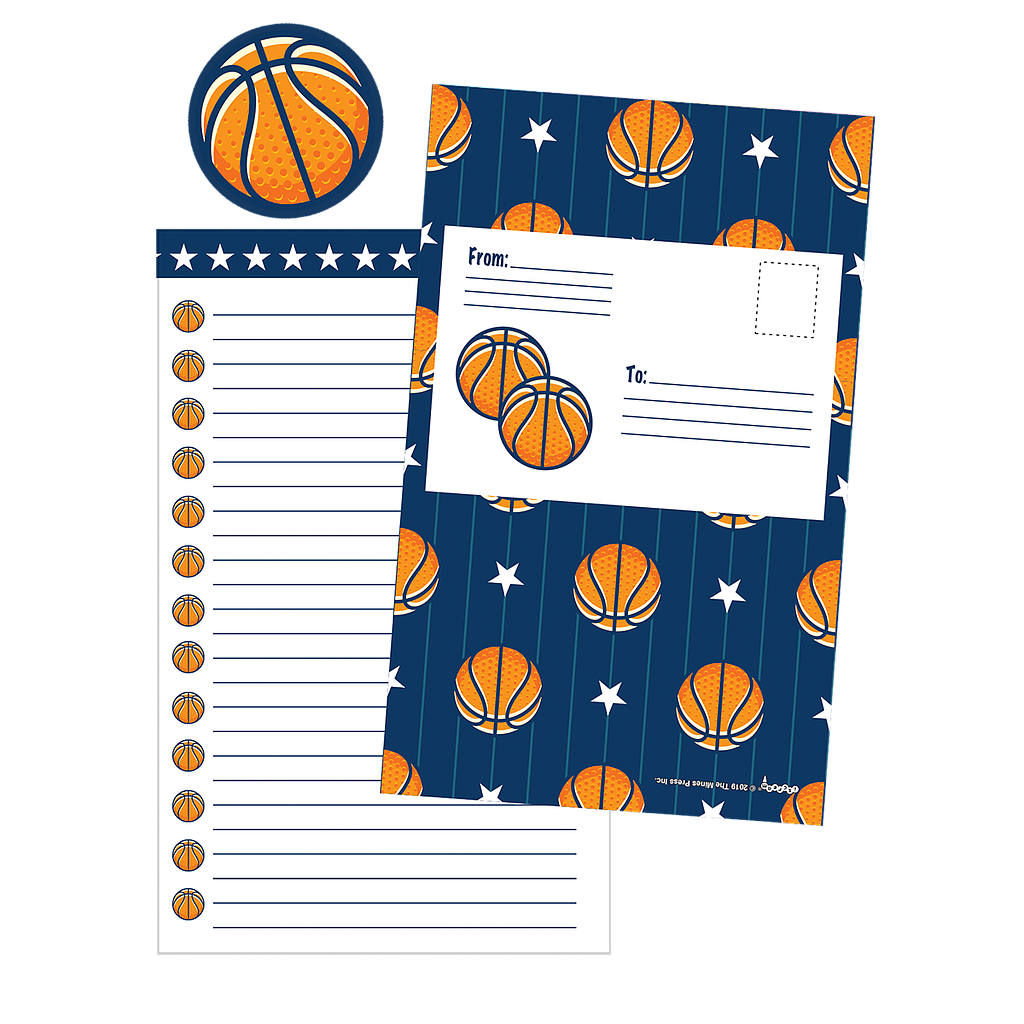 Basketballs & Stars Foldover Stationery