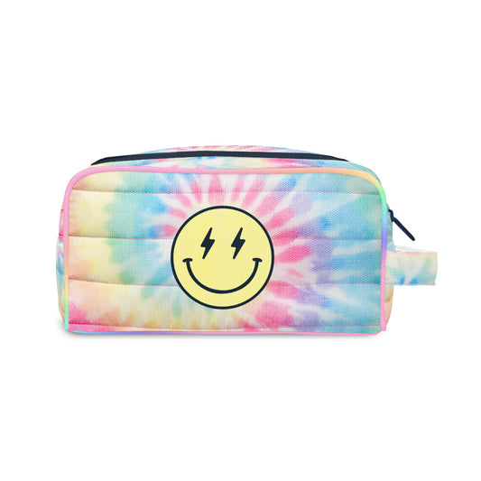 Pastel Delight Puffer Cosmetic Bag with Smile Patch