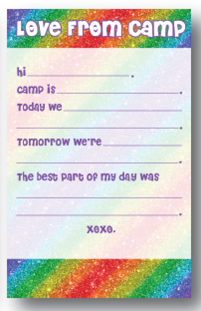 Rainbow Glitter Camp Stationery