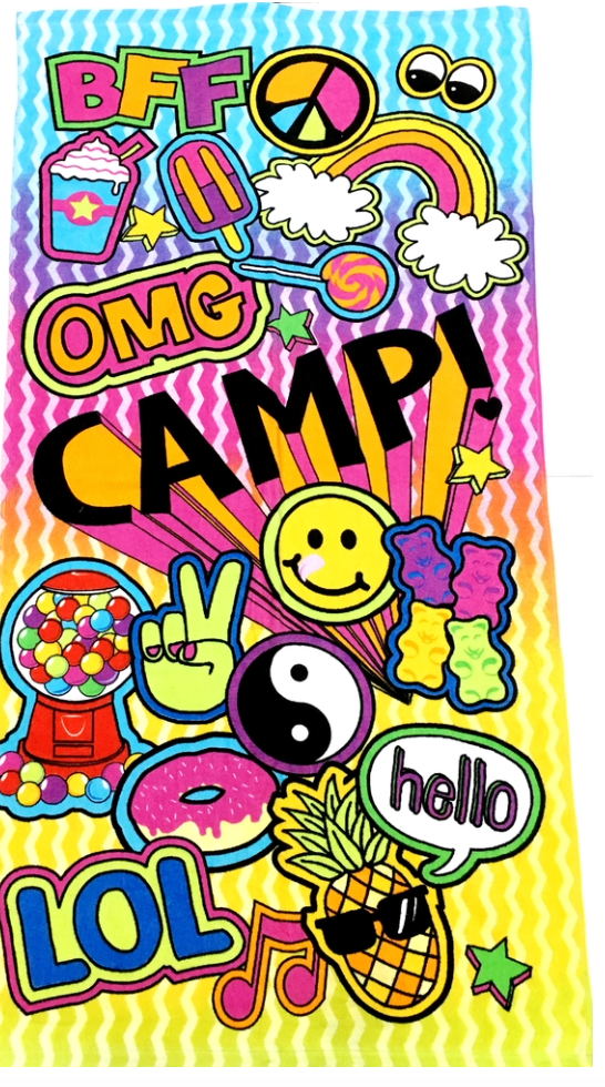 Camp Sticker Beach Towel