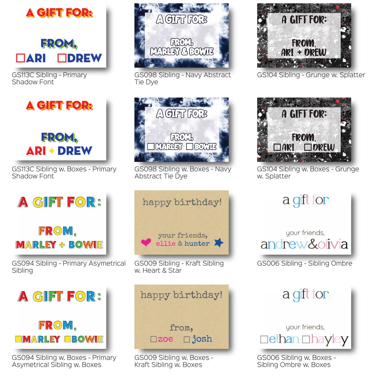 Gift Stickers for Siblings