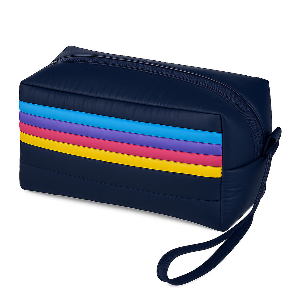Retro Stripes Puffer Cosmetic Bag