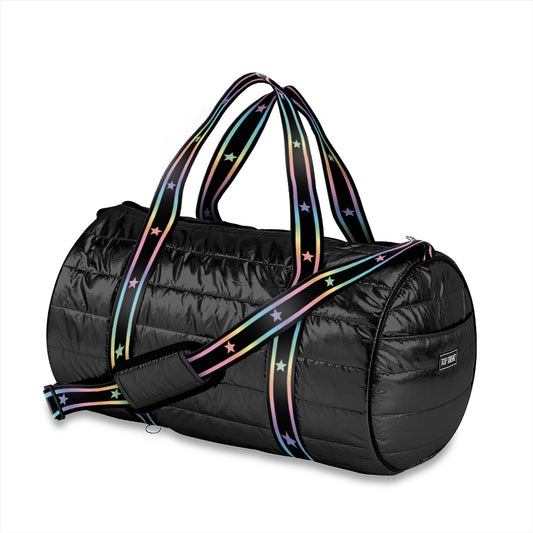 Puffer Duffle Bag With Star Straps