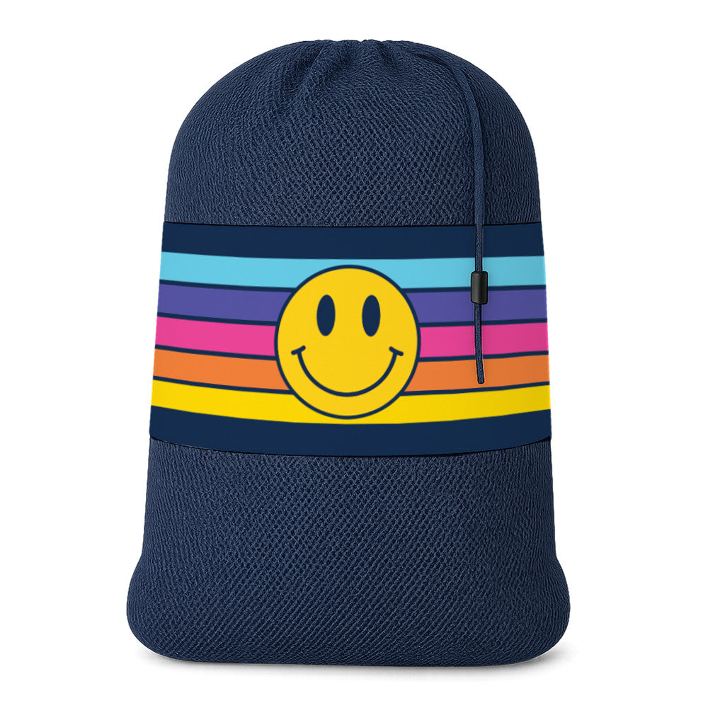 Retro Stripe Happy Face Laundry Bag