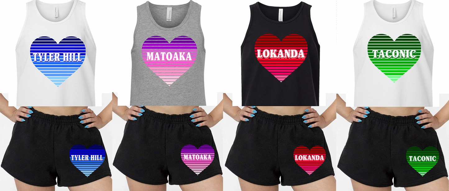 Striped Ombre Heart Crop Tank