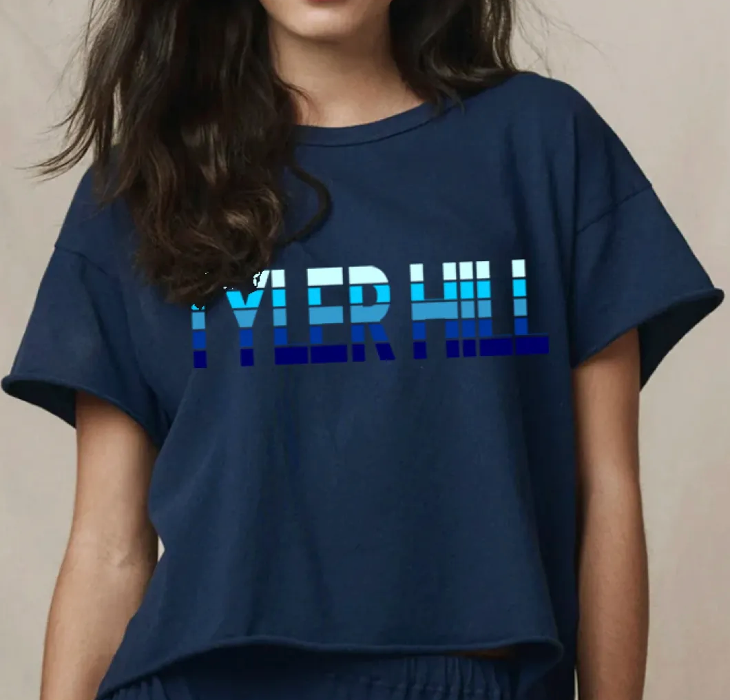 Ombre Stripe Name Crop Tee