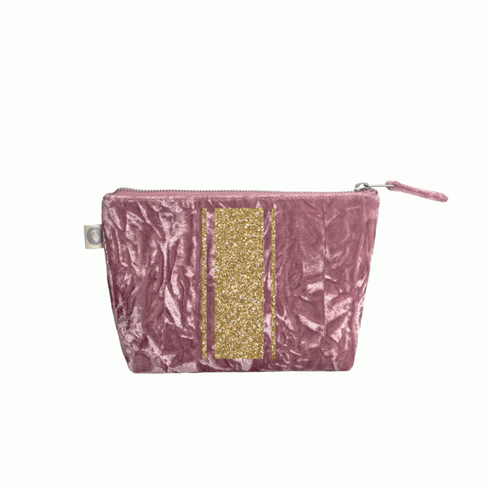 Monogrammed Crushed Velvet Makeup Bag