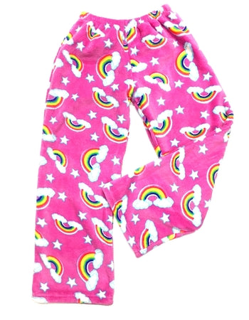 Pink Rainbows Fuzzy PJ Pants